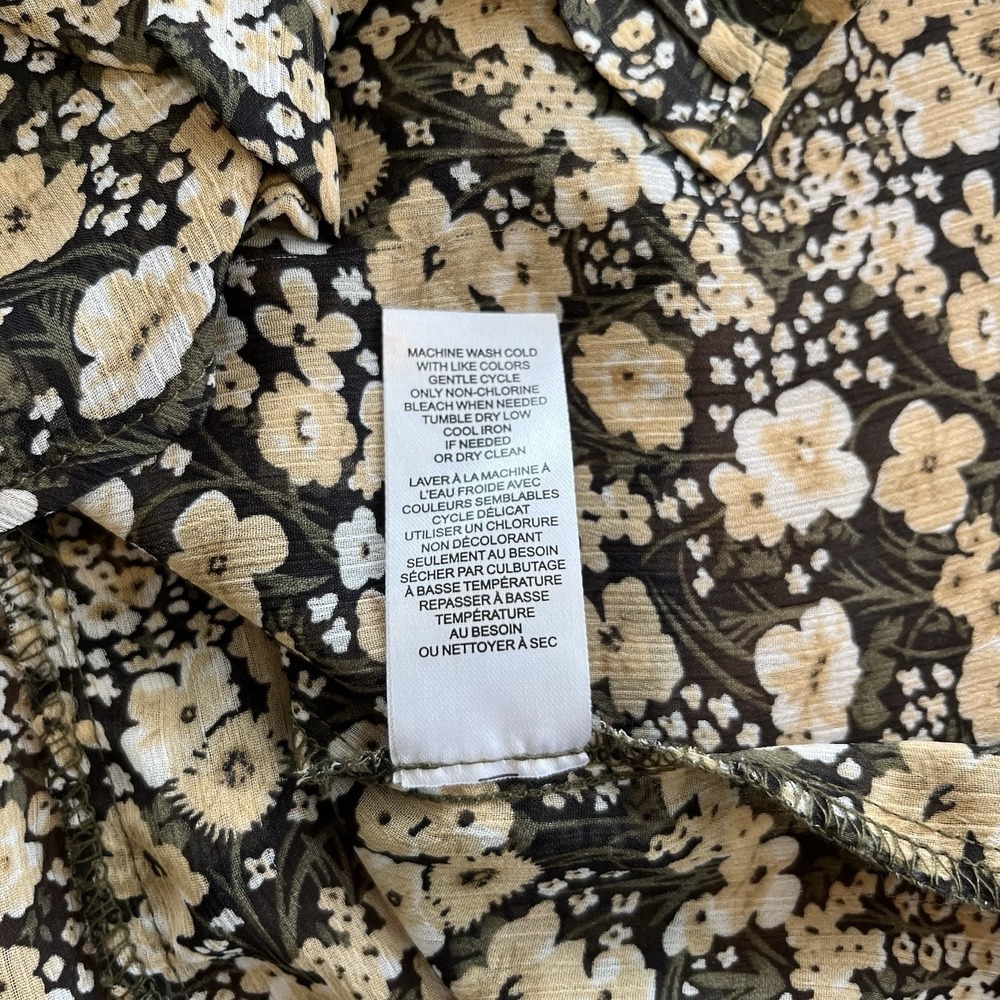 Tahari Women's Blouse Size S Black Floral Chiffon Ruffles Romantic Cottage Fairy - Picture 15 of 15